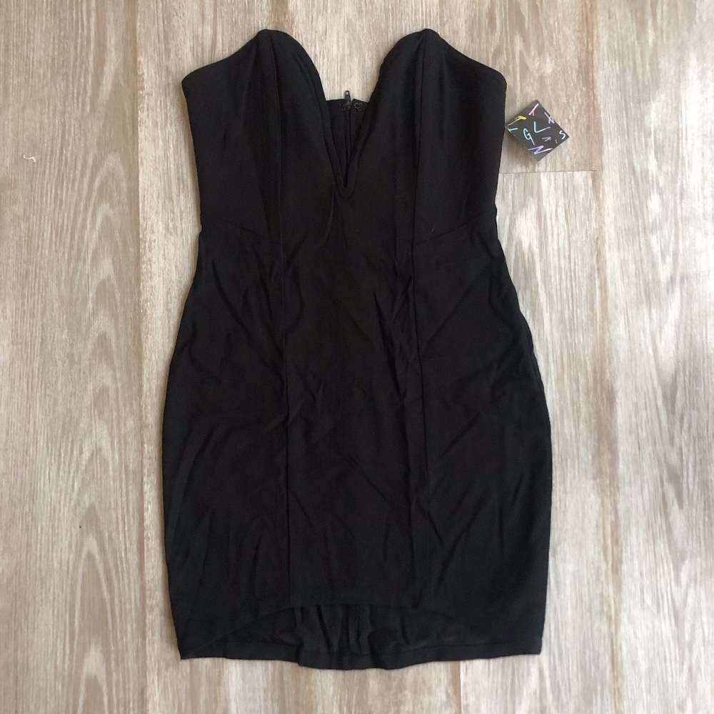 NastyGal Black Strapless Dress